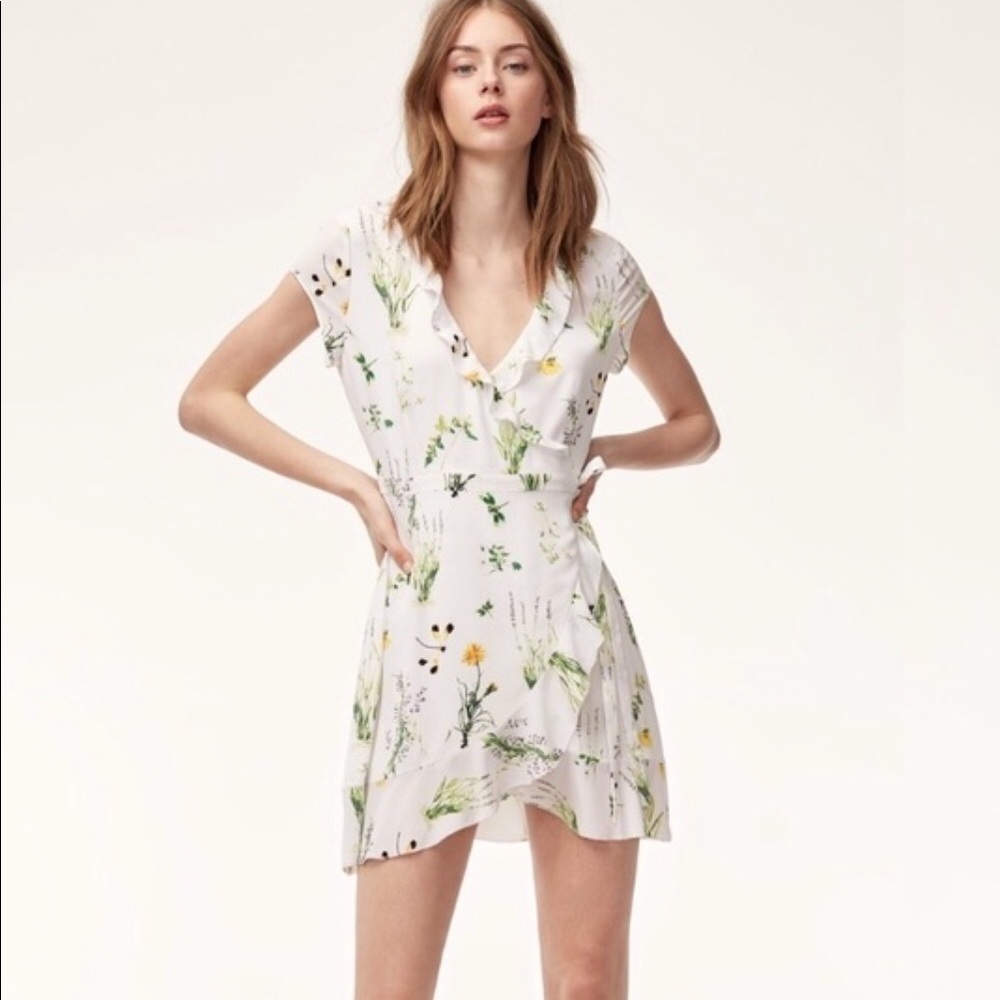 Aritzia Sunday Best Savoy black floral wrap dress